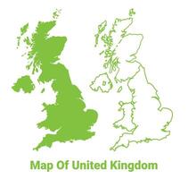 Green United Kingdom map outline and flat illustration vector