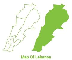 Green Lebanon map outline and flat illustration vector