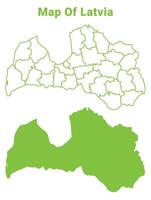 Green Latvia map outline and flat illustration vector