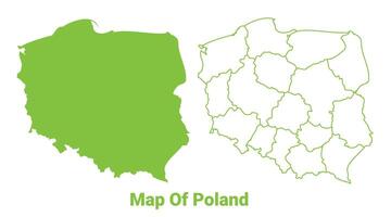 Green Poland map outline and flat illustration vector