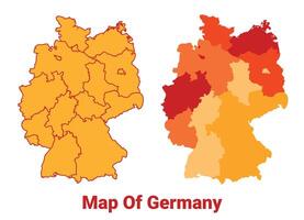 Germany Map Yellow regions orange political map vector