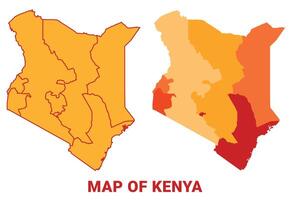 Kenya Map Yellow regions orange political map vector