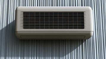 The air conditioning unit cools the atmosphere, casting a gentle shadow on the wall photo