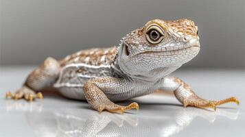 A lizard basks, showcasing its vibrant colors and unique texture in soft light photo