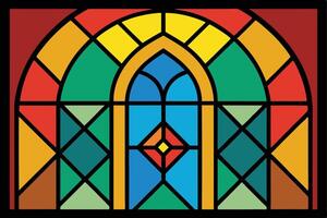 Colorful Abstract Geometric Stained Glass Window Design vector