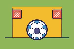 Soccer Goal Graphic Design Ball, Net, Flags, Field vector