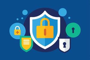 Cybersecurity Protection Shield, Lock, Key, Data Safety, Privacy vector
