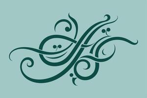 Elegant Teal Swirls Abstract Floral Design, Ornate Pattern vector