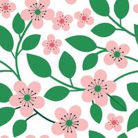 Pink Flower Branch Seamless Pattern Spring Blossom Design vector