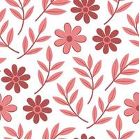 Seamless Pink Flower and Leaf Pattern Design Background vector