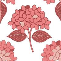 Elegant Pink Hydrangea Floral Pattern Seamless Design Botanical vector