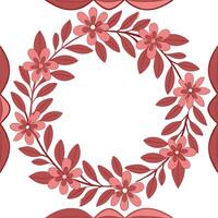 Red Floral Wreath Design Elegant, Circular, Botanical, Pattern, Seamless vector
