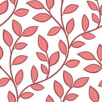 Seamless Pink Leaf Pattern Elegant Botanical Branches Design vector