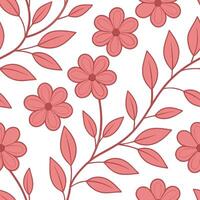 Pink Floral Branch Pattern Seamless Botanical Design vector