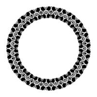 Beautiful round frame arabesque. Monochrome plate from dots with floral design. Vintage, ethnic frame with arabesques. Pattern frame for round surfaces, textiles, embroidery, sandblasting, ceramics vector
