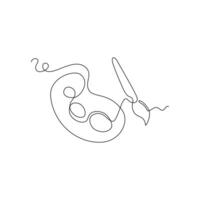 one line art palette and brush icon. single line, one continuous line, simple, hand drawn and sketch style. for icons, symbols, signs or logos vector