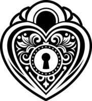 Heart lock tattoo icon in glyph style vector