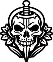 Stabbed skull icon in glyph style vector