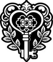 Glyph style icon of mystic key tattoo vector