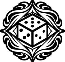 Glyph style icon of dice roll tattoo vector
