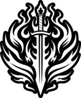 Flaming sword icon designed in solid style vector