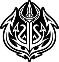 A solid style icon of trident weapon symbol vector