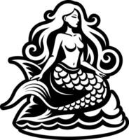A solid style icon of mermaid sitting vector