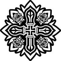 An icon of cross tattoo designed in solid style vector