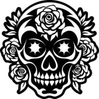 A solid style icon of skull roses symbol vector