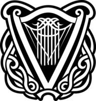 A solid icon showing irish harp tattoo vector