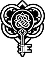 A filled style icon of key tattoo vector