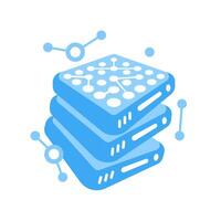 Illustration of servers, user connections and databases in flat style. vector