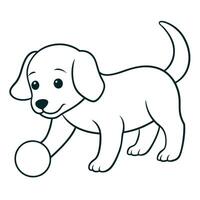 Cheerful Dog Playing with a Ball Coloring Page vector
