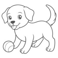 Happy Dog and Ball Activity Page for Kids vector