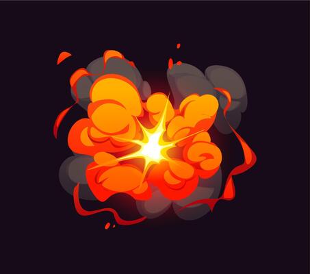 Cartoon boom, bomb blast explosion effect