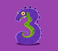 Halloween font digit 3 three monster character vector