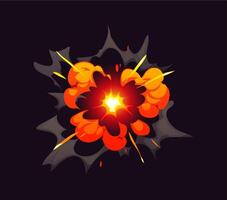 Bomb blast explosion effect of cartoon boom clouds vector