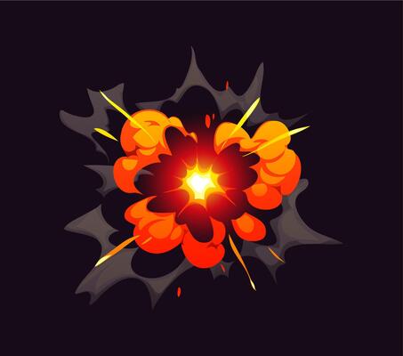 Bomb blast explosion effect of cartoon boom clouds