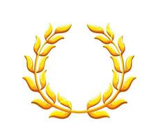Laurel wreath with golden leaves, game asset badge vector