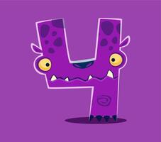 Halloween font digit 4 four monster character vector