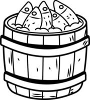 A sketchy icon of wooden fish barrel vector