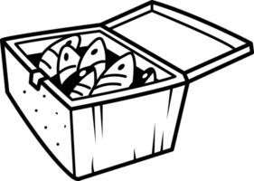 Fish crate icon in hand drawn style vector