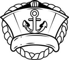 Sailing hat icon in hand drawn style vector