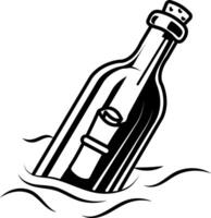 A sketchy icon of message bottle sailing on water vector