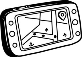 A hand drawn icon of gps device vector