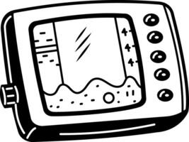 Depth finder device icon in hand drawn style vector