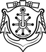 A hand drawn style icon of naval crest vector