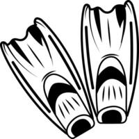 Diving fins icon in hand drawn glyph style vector