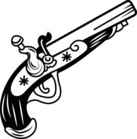 A hand drawn icon of flintlock pistol vector