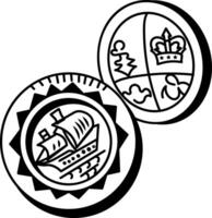 Doubloon coins icon in hand drawn style vector